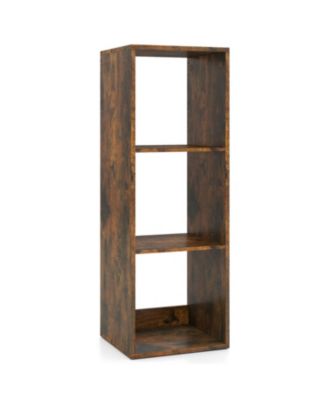 3-Cube Bookshelf with Back Guardrail for Living Room