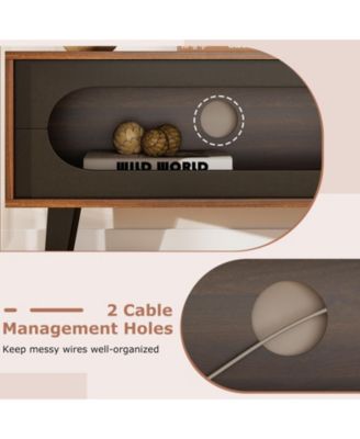 Mid Century Modern TV Stand for 80 in TVs with Storage