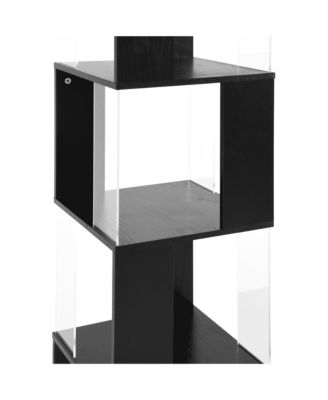 360° Rotating Bookshelf, 5-Tier Floor Standing Bookcase,  Modern Display Rack with Acrylic Plate, Anti-toppling Base for Living Room