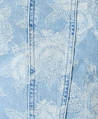 Juniors' Denim Square Neck Mini Dress