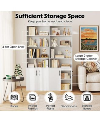 70 Inch Bookshelf 6-Tier with Storage Cabinet and Shelves