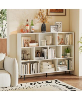 10-Cube Organizer Bookcase with Sturdy Metal Legs