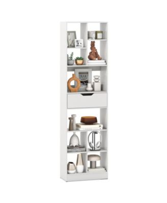 71 Inch Bookcase with Drawer and 10 Storage Compartments