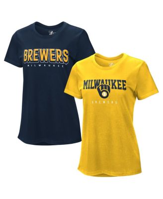 Women's Navy/Gold Milwaukee Brewers Two T-Shirt Combo Pack