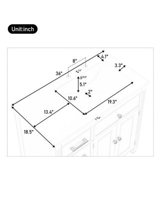 36" Bathroom Vanity with Ceramic Sink, Freestanding Cabinet with Tip-Out & Side Drawers, Adjustable Shelf, Modern Storage