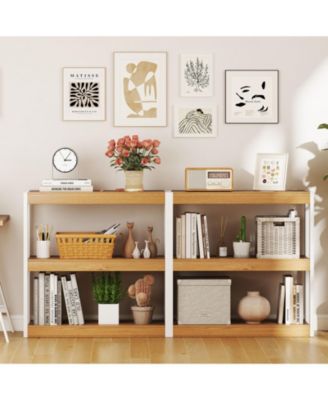 3 Tier Bookshelf Wooden Bookcase with Dual Anti-Tipping Kits