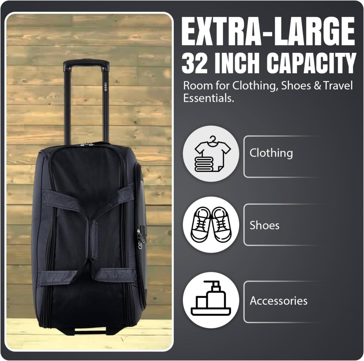 Izod Carol Lightweight Soft Shell Rolling Duffel Bag