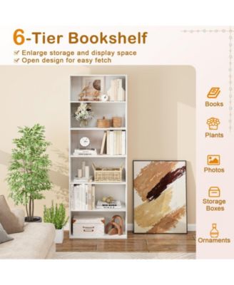 6-Tier Bookcase with 6 Open Shelves and Anti-Toppling Kits