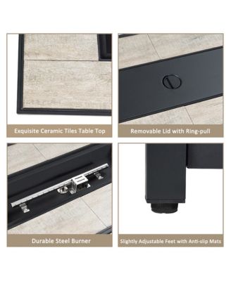 7PCS Patio Rattan Furniture Set Fire Pit Table Cover Cushion