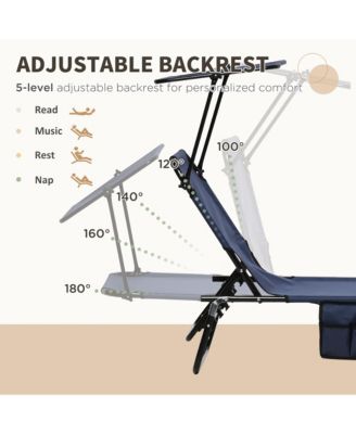 2-piece Chaise Lounge w/ Adjustable Backrest and Sunshade,