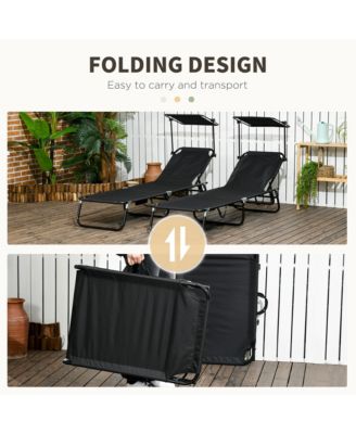 2-piece Chaise Lounge w/ Adjustable Backrest and Sunshade,