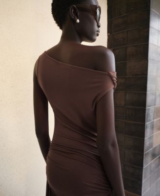 Women's Gathered Body Asymmetrical Dress