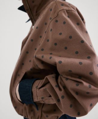 Women's Polka-Dot Denim Bomber Jacket