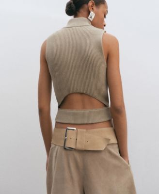 Women's Zip Ribbed Knitted Top