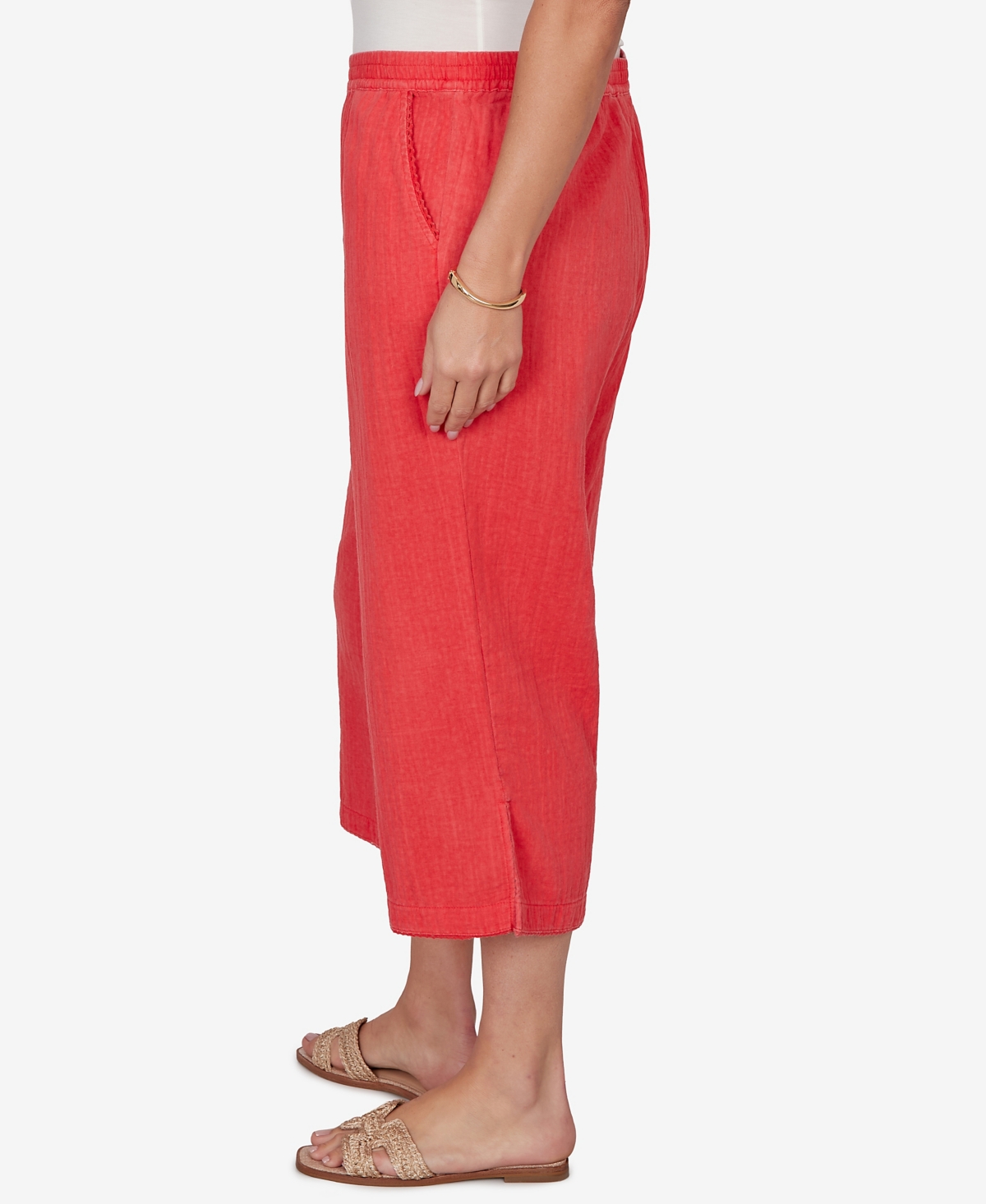 Ruby Rd. Plus Snow Washed Gauze Pull-On Capri Pants