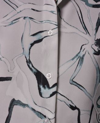 Petite Printed Collared Blouse