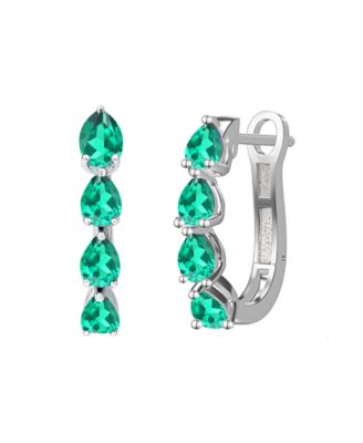 Lab Grown Emerald (1 ct. t.w.) Earrings in Sterling Silver (Also Available in Multi-Stones)