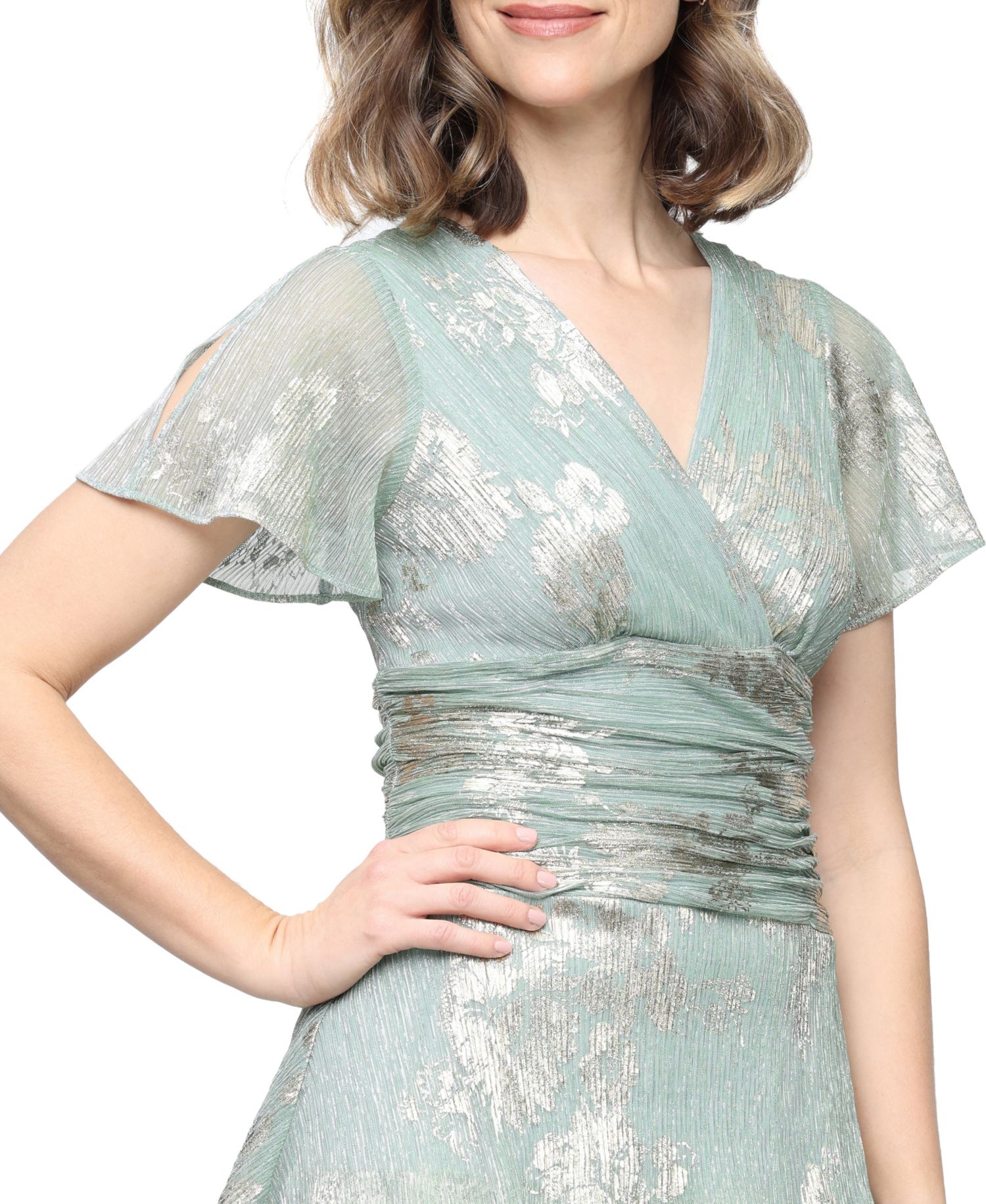Women's Floral Surplice-Neck Tiered Dress