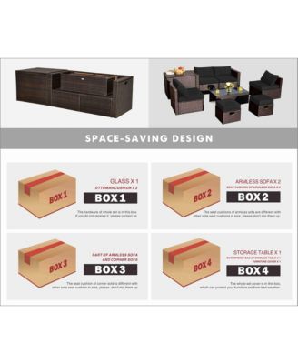 8PCS Patio Rattan PE Wicker Conversation Set All-Weather Furniture Set w/ Cushions