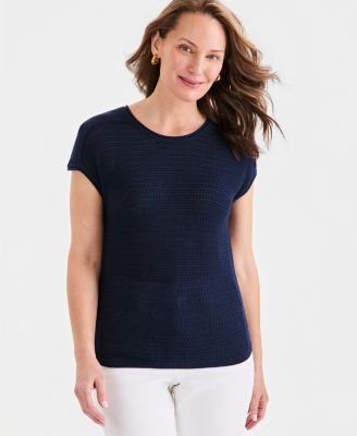 Women's Open-Stitch Cap-Sleeve Sweater
