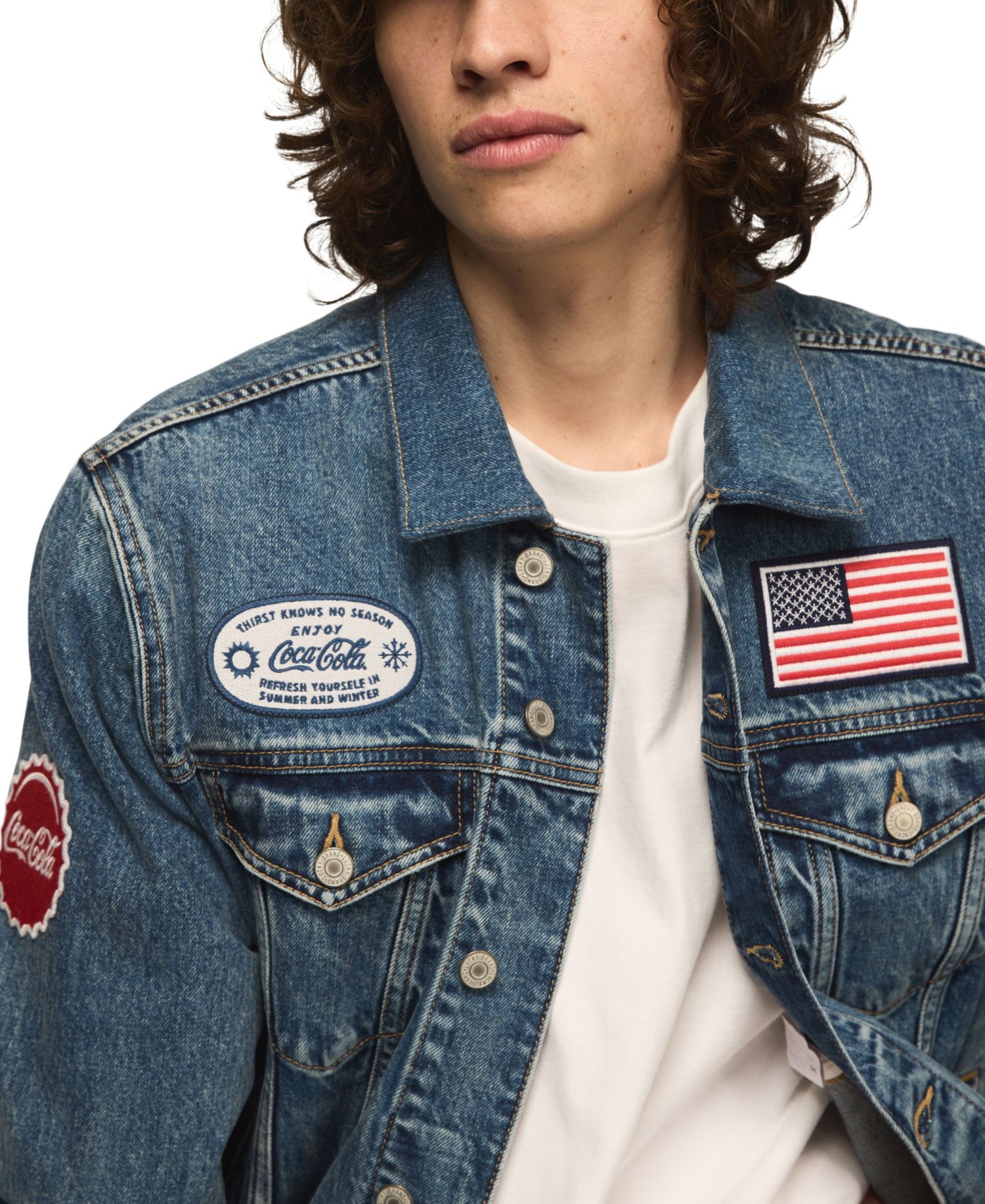 Men's Coca Cola Patch Denim Trucker Jacket