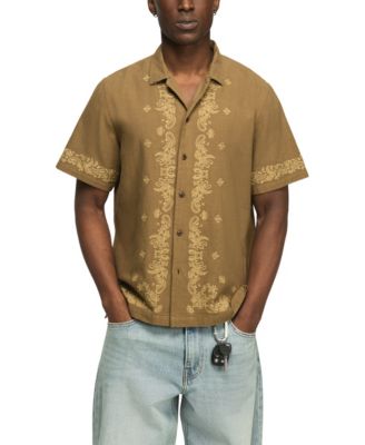 Men's Short-Sleeve Bandana Eyelet Shirt