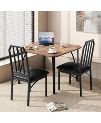 5-Piece Dining Table Set for 4, Chamfer Design, Cushioned Chairs, Small Space Kitchen Table, Apartment Ready