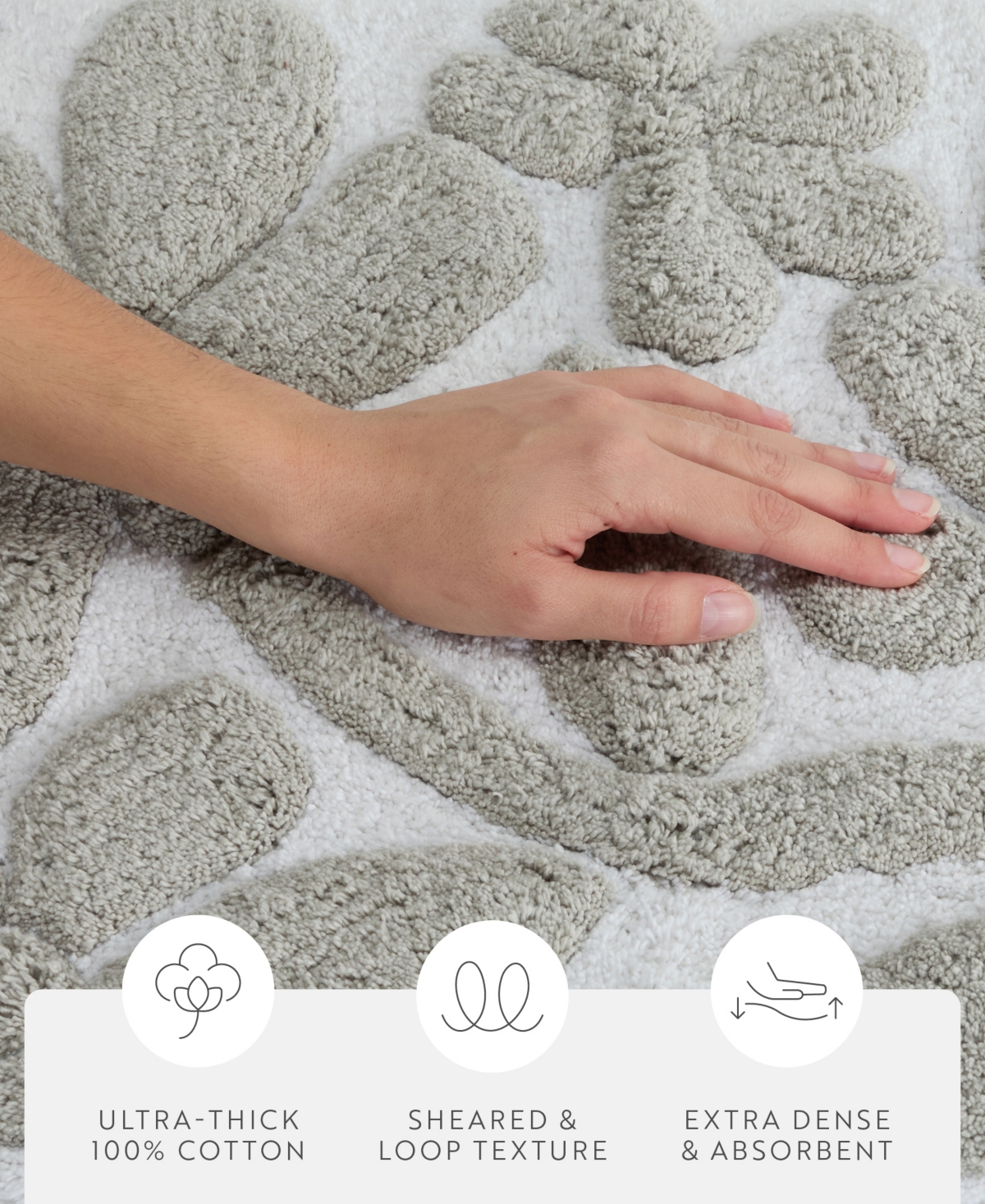 ienjoy Home Floral Cotton Bath Mat, 24" x 17"