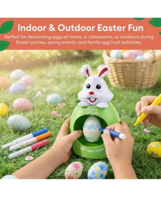 Easter Egg Art Decorator Kit, Mess-Free Egg Painting Set with Easter Egg Spinner Stand, 8 Colorful Markers and 3 Plastic Eggs