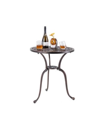 24" Round Cast Aluminum Patio Bistro Table with 2" Umbrella Hole