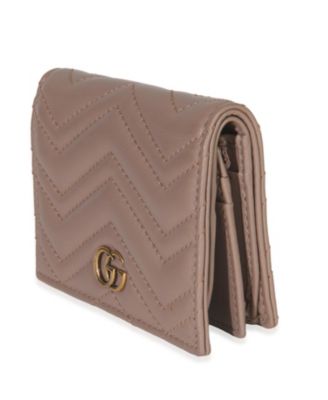 Porcelain Rose Matelasse Calfskin GG Card Case Wallet