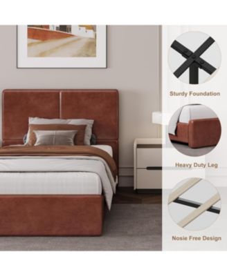 Upholstered Bed Frame with Headboard, Platform, Wooden Slats, No Box Spring, Noise-Free, Easy Assembly