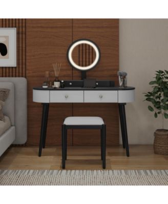 Vanity Table Set with LED Mirror and Storage Drawers