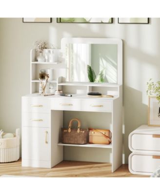 39.5 in Vanity Desk with Mirror and Power Outlets