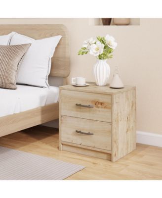 Two Drawer Nightstand Storage Table for Living Room