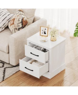 Compact Wooden Floor Nightstand with Storage Drawers