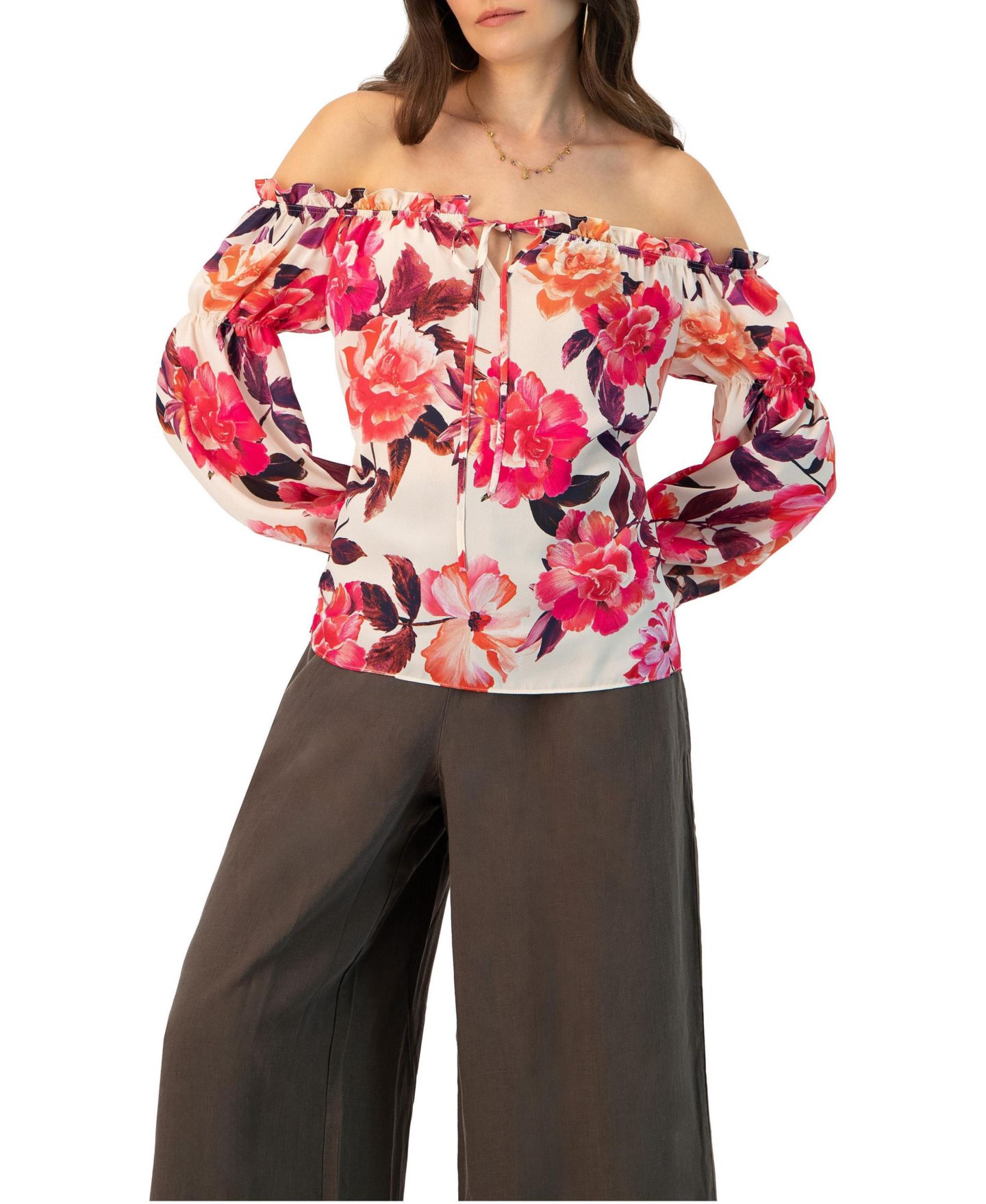 Женская блузка Ivonne Off-Shoulder Long Sleeve Printed, цвет: Слоновая кость — фото 1