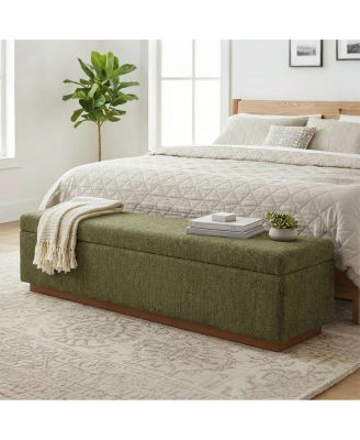 Upholstered Storage Bench Ottoman, Lift-Top Bedroom End Bench