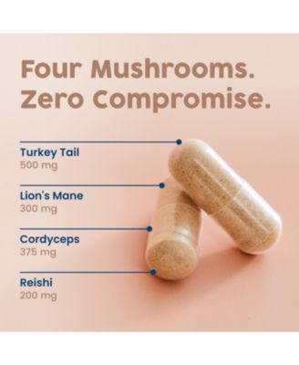 Mushroom Complex - Lions Mane, Turkey Tail, Cordyceps and Reishi - Immune Support and Brain Health - USDA 60 Caps