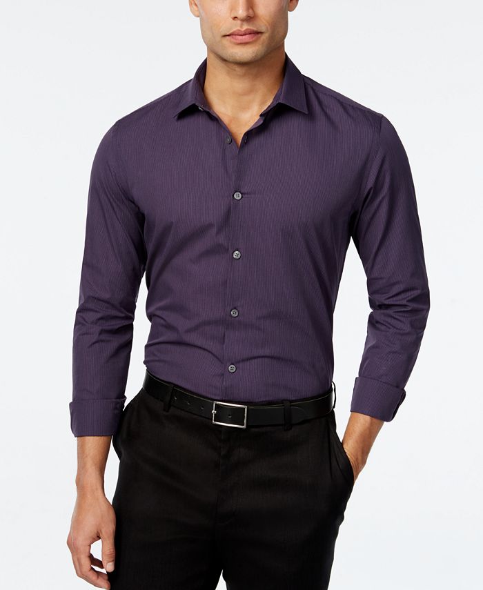 Alfani Men's Tonal Stripe Long-Sleeve Shirt, Slim Fit, Created for Macy ...