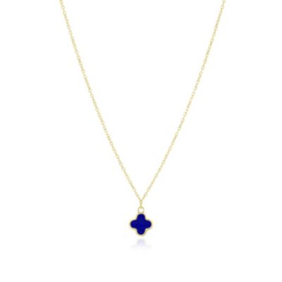 Mini Lapis Single Clover Necklace 14K Gold