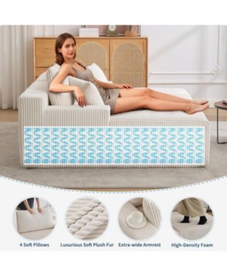Oversized Double Chaise Lounge, Cloud Plush Sofa Bed with Deep Seat 4 Pillows