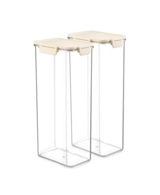 2 Pack Airtight Food Storage Container – Clear Stackable Canister for Pantry, Rice, Pasta, Cereal and Snacks