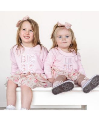 Baby Girls Lil Sis Embroidered Patch Long Sleeve Romper