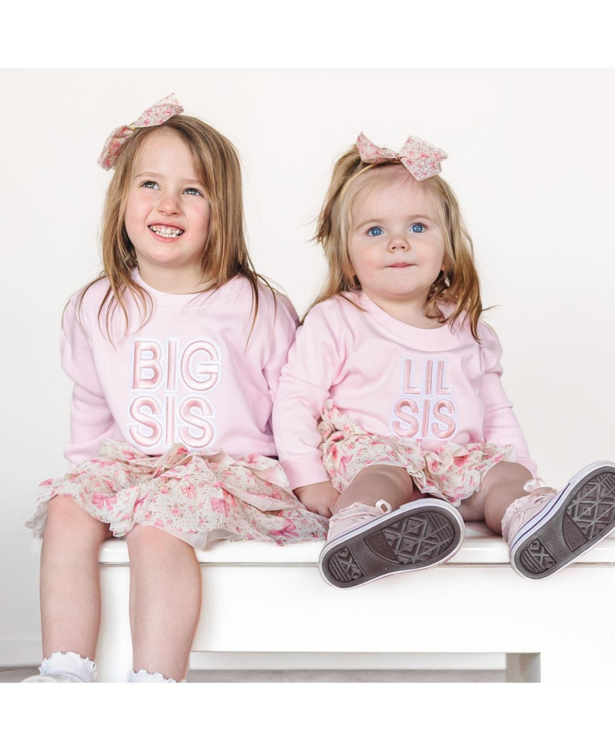 Sweet Wink Baby Girls Lil Sis Embroidered Patch Long Sleeve Romper