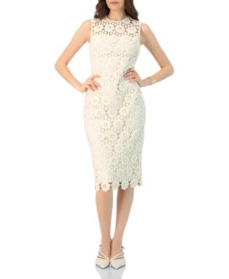Women's Lace Short Dress with Round Neck