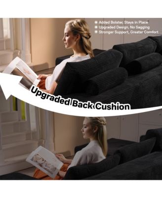 104" No Assembly Required Cloud Sectional Sofa, L-Shape Couch Chaise Lounge with Deep Seat and Wide Armrest for Living Room Bedroom