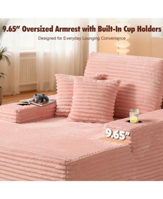 Chaise Lounge Chair, Oversized Plush Upholstered Boneless Sofa Bed, Deep Seat Sleeper Cloud Couch for Living Room, No Assembly Required