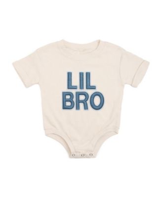 Baby Boys Lil Bro Embroidered Patch Short Sleeve Romper