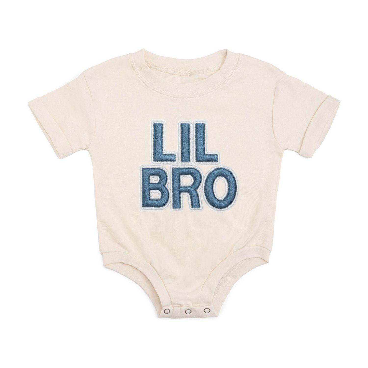 Baby Boys Lil Bro Embroidered Patch Short Sleeve Romper